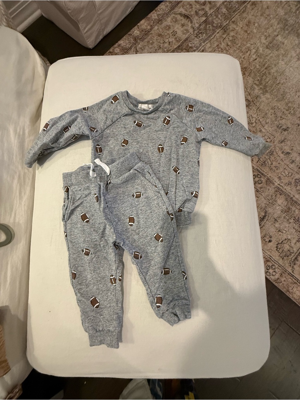 Grey Football-Print Kids One-Piece Bodysuit Set